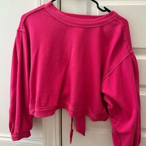 Pilcro Hot Pink Cropped Hoodie